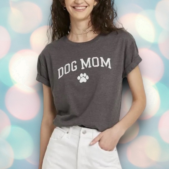 Dog Mom Women’s Gray Short Sleeve Tee Shirt Top Size L - Picture 1 of 3